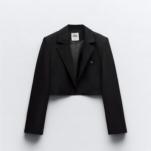 Black cropped pocket blazer Zara | XS